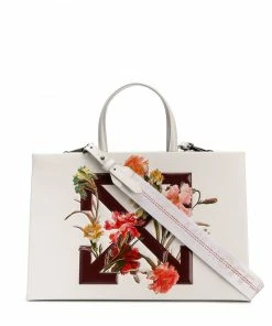 Off-White Diagonal Arrows floral print tote
