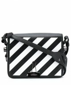 Off-White diagonal-stripe Binder-Clip shoulder bag