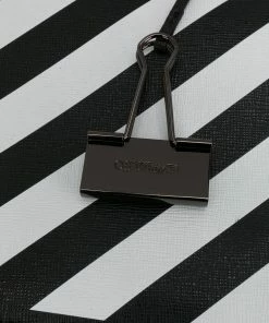 Off-White diagonal-stripe Binder-Clip shoulder bag