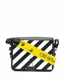 Off-White diagonal-stripe Binder-Clip shoulder bag