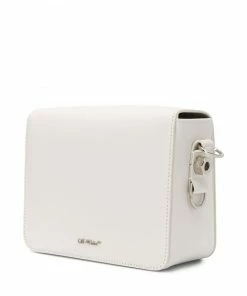 Off-White diagonal-stripe binder-clip tote bag