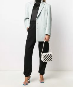 Off-White diagonal-stripe binder-clip tote bag