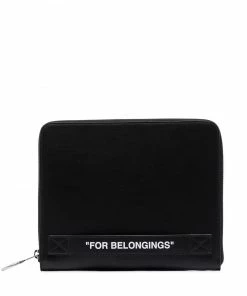 Off-White Quote leather clutch bag