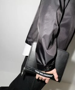 Off-White Quote leather clutch bag