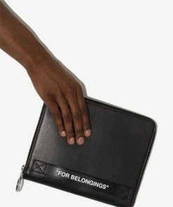 Off-White Quote leather clutch bag